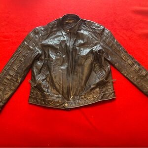 Scott Black Leather Jacket for (Men)